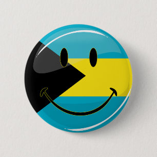 Glossy Round Smiling Bahamain Flag 6 Cm Round Badge