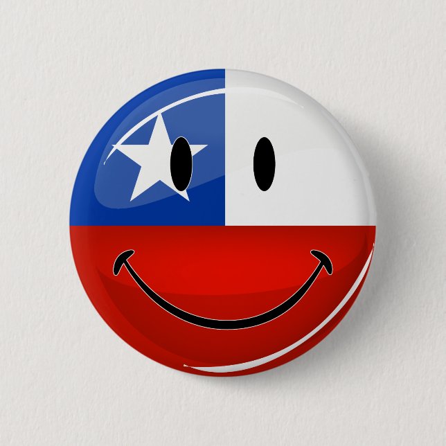 Glossy Round Smiling Chilean Flag 6 Cm Round Badge (Front)