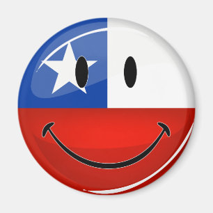 Glossy Round Smiling Chilean Flag Magnet