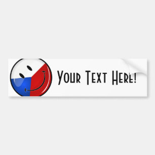 Glossy Round Smiling Czech Rep. Flag Bumper Sticker