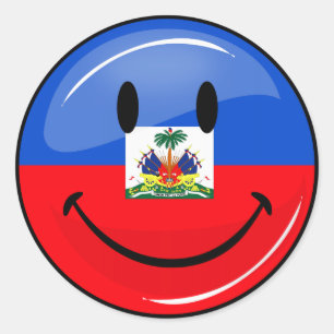 Glossy Round Smiling Haitian Flag Classic Round Sticker