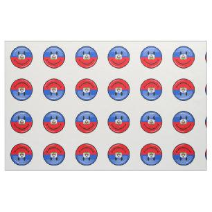 Glossy Round Smiling Haitian Flag Fabric