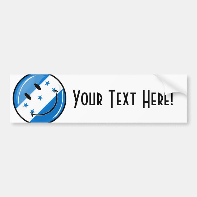 Glossy Round Smiling Honduran Flag Bumper Sticker (Front)