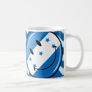 Glossy Round Smiling Honduran Flag Coffee Mug