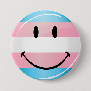 Glossy Round Smiling Transgender Flag 7.5 Cm Round Badge