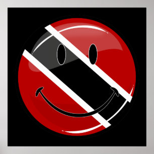 Glossy Round Smiling Trinidad and Tobago Flag Poster