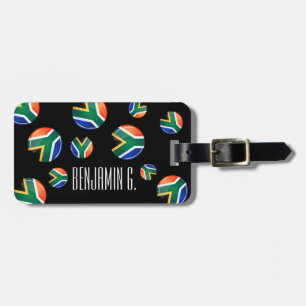 Glossy Round South African Flag Luggage Tag