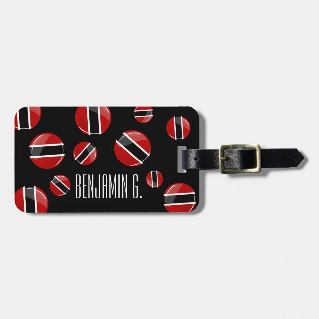 Glossy Round Trinidad and Tobago Flag Luggage Tag (Front Horizontal)