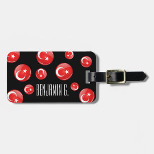 Glossy Round Turkish Flag Luggage Tag