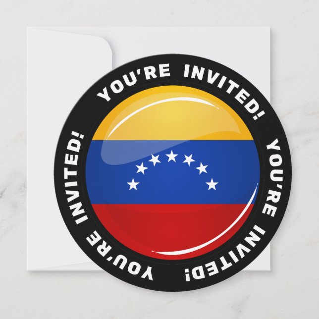 Glossy Round Venezuela Flag Invitation (Front)