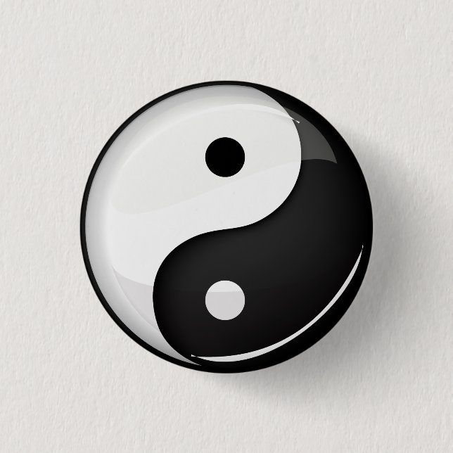 Glossy Round Yin Yang Symbol 3 Cm Round Badge (Front)