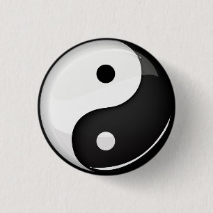 Glossy Round Yin Yang Symbol 3 Cm Round Badge
