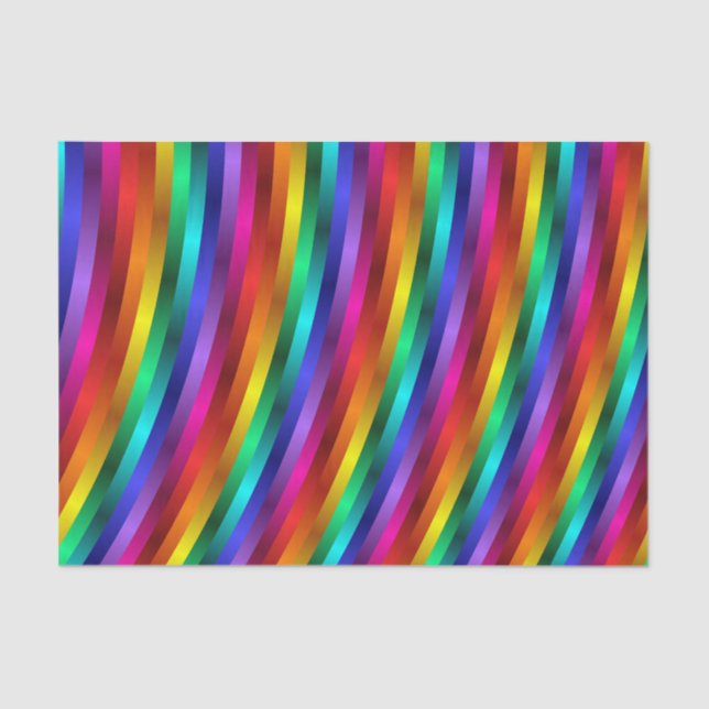Glossy Shiny Rainbow Stripes Tissue Paper (Front)