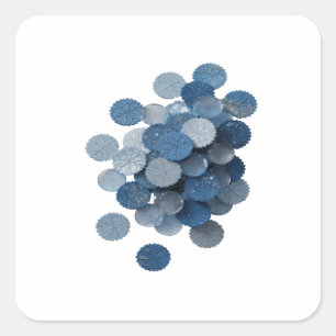 Glossy Silver BLUE LEAVES Craft Sticker