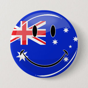 Glossy Smiling Australian Flag 7.5 Cm Round Badge