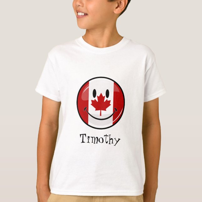 Glossy Smiling Canadian Flag T-Shirt (Front)