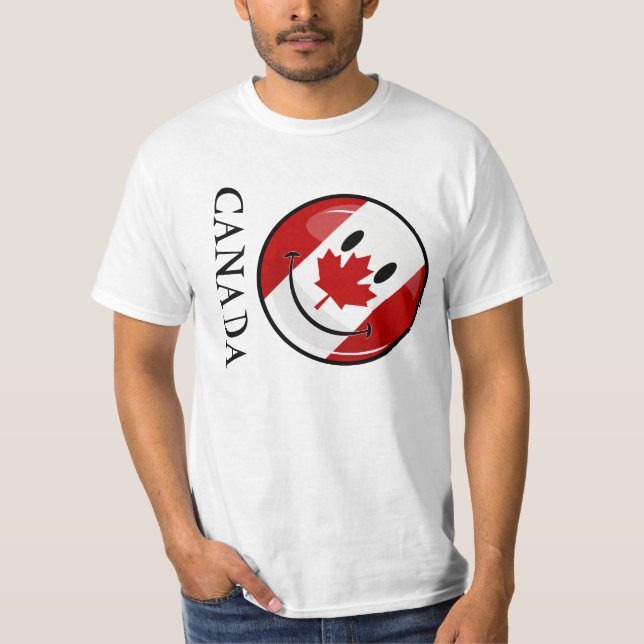 Glossy Smiling Canadian Flag T-Shirt (Front)