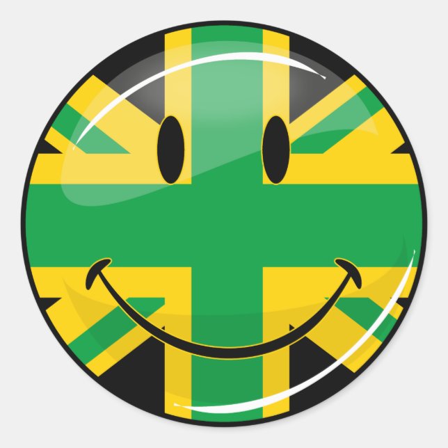 Glossy Smiling Jamaican British Flag Classic Round Sticker (Front)