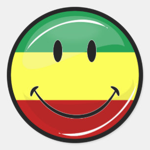 Glossy Smiling Rasta Colours Flag Classic Round Sticker