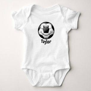 Glossy Smiling Sports Soccer Ball Baby Bodysuit