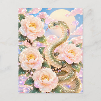 Glossy Snake Floral Art Postcard