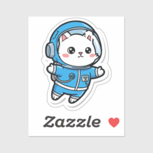 Glossy Transparent -Cute Astronaut Cat 2x2