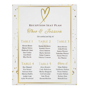Glossy We Do White and Gold Seating Plan Poster