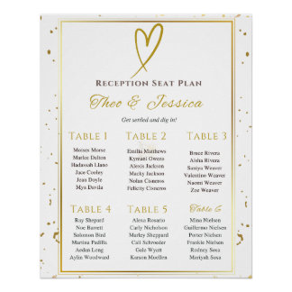 Glossy We Do White and Gold Seating Plan Poster