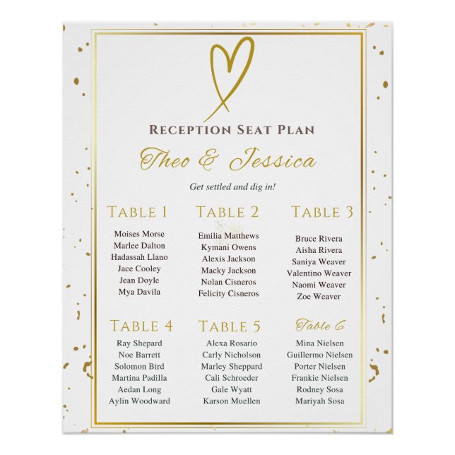 Glossy  We Do White and Gold Seating Plan Poster (Front)