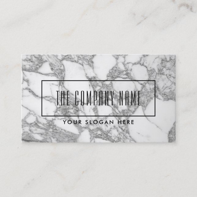 Glossy white marble stone business card template (Front)