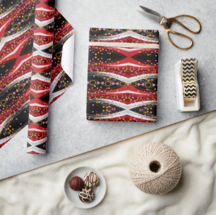 Glossy Wrapping Paper Abstract Red Black White 