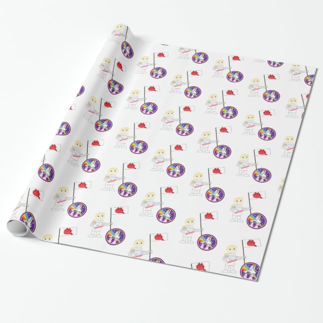 Glossy Wrapping Paper, Astronaut Cat Kitten Wrapping Paper (Unrolled)