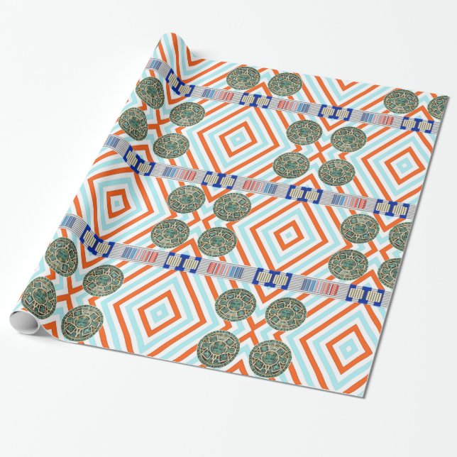 Glossy Wrapping Paper, Aztec Stripe Paper (Unrolled)