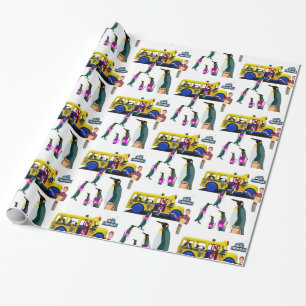 Glossy Wrapping Paper, Back to School Penguin Bus Wrapping Paper