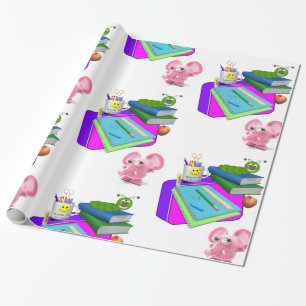 Glossy Wrapping Paper, Back to School Pink Pig Wrapping Paper
