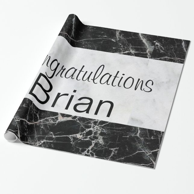 Glossy Wrapping Paper, Black & White Marble Paper (Unrolled)