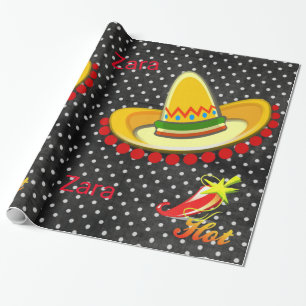 Glossy Wrapping Paper, BlackWhite Polkadot Pepper Wrapping Paper