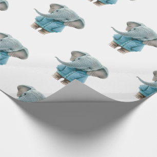 Glossy Wrapping Paper Blue Elephant