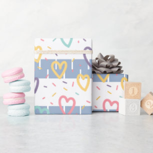 Glossy Wrapping Paper Blue & White Stripe