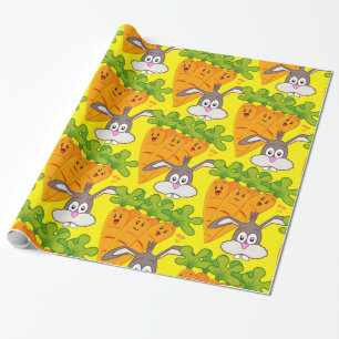 Glossy Wrapping Paper, Carrots Rabbit Yellow Wrapping Paper