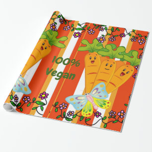 Glossy Wrapping Paper, Carrots Stripe 100% Vegan Paper