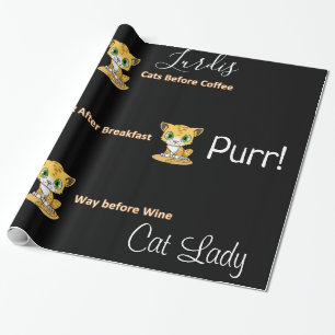 Glossy Wrapping Paper, Cat Lady Before Wine Wrapping Paper