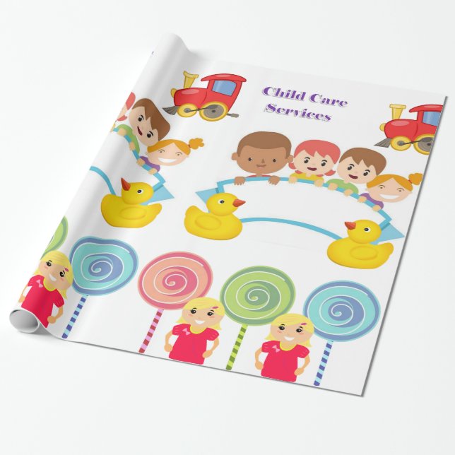 Glossy Wrapping Paper, Child Care Services Paper (Unrolled)