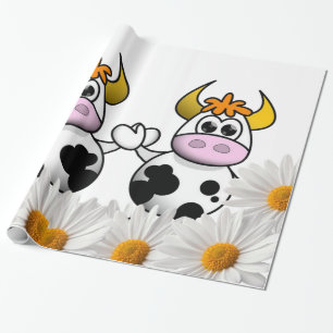Glossy Wrapping Paper, Cow White Daisy Paper