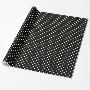 Glossy wrapping paper Dots Circles Black Cream