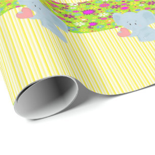 Glossy Wrapping Paper Elephant Yellow Stripe