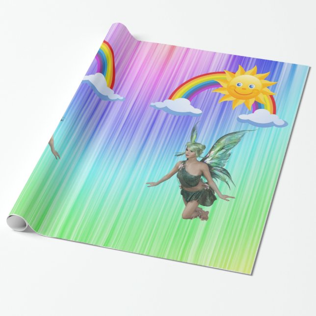 Glossy Wrapping Paper Fairy Rainbow (Unrolled)