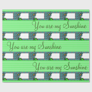 Glossy Wrapping Paper Floral Green Stripe