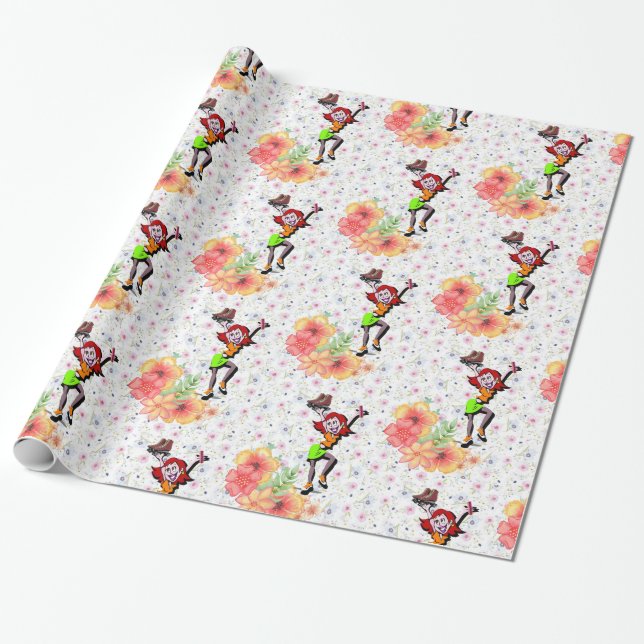 Glossy Wrapping Paper, Floral Skating Paper (Unrolled)