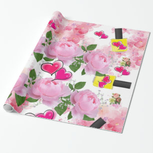 Glossy Wrapping Paper, Floral Yellow Nail Polish Paper